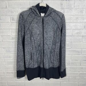 Lululemon Daily Practice Jacket Hooded Womens Size 8 Rio Mist Deep Coal Running